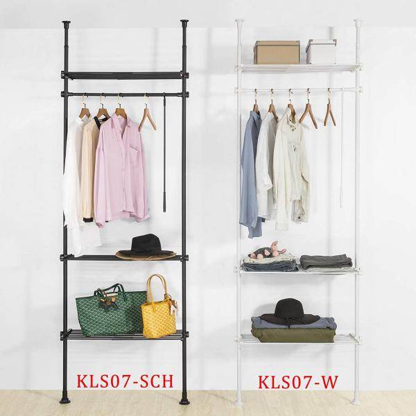 Teleskop Kleiderstange | Kleiderstangen System | Verstellbares Garderobenständer | Weiss - Palo24