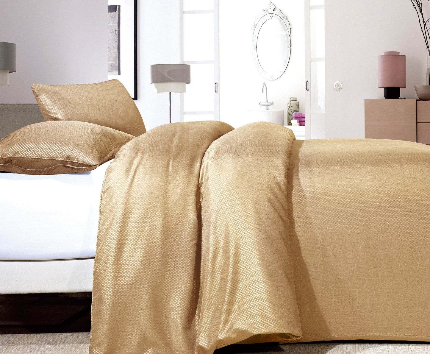 Bettbezug Satin Point Taupe 240 x 220 cm - Palo24