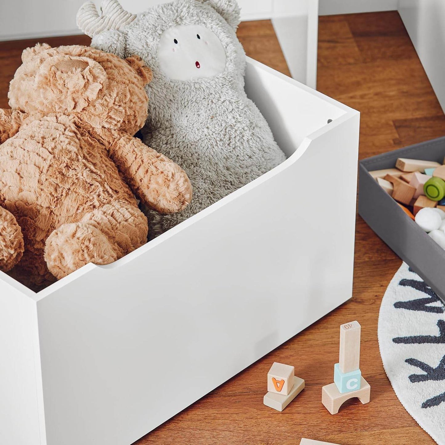 Kinderregal mit 2 Stoffboxen | Bücherregal | Spielzeugtruhe mit Rollen | KMB71-W - Palo24