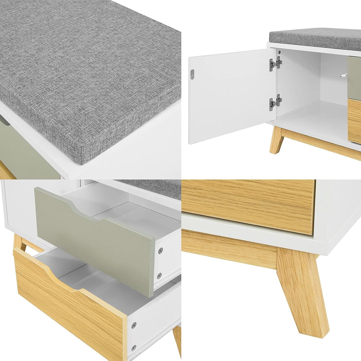 Schuhbank mit 2 Schubladen | Sitzbank mit stauraum | Garderobenbank | FSR92-W - Palo24