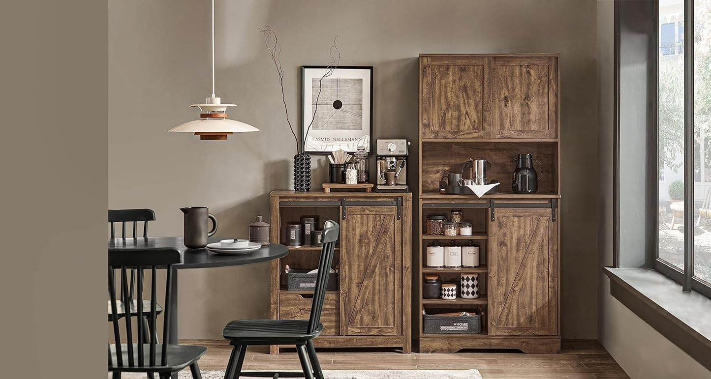 Sideboard mit Schiebetür | Kommode | Küchenschrank | Hochschrank | Dunkelbraun | FSB83-N - Palo24