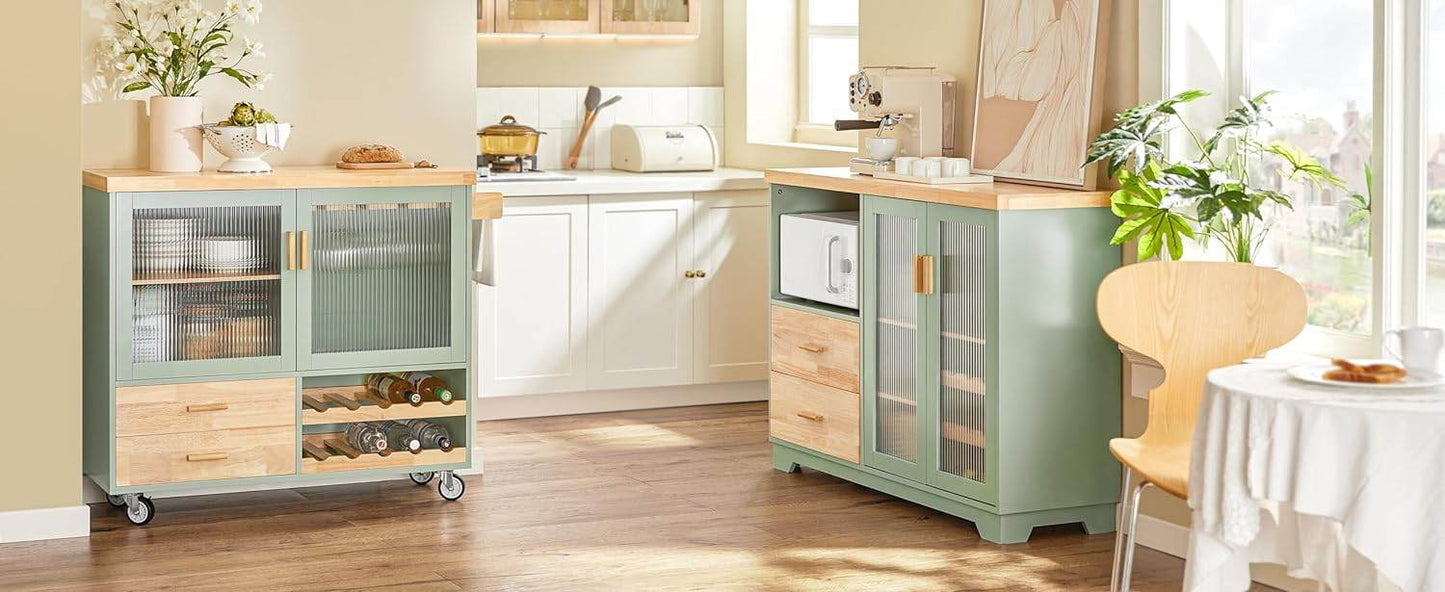 Sideboard mit 2 Glastüren | Küchenschrank | Kommode | Flurschrank | Grün - Palo24