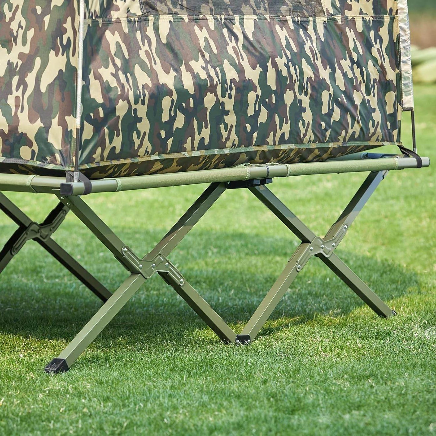 4in1-Zelt Für 2 Personen Wurfzelt Feldbett Mit Campingliege Tarnfarbe - Palo24