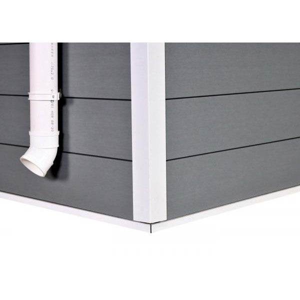 WPC Gartenhaus mit Satteldach HWC-J94, Gerätehaus Geräteschuppen, 253x360x366cm ~ hellgrau-weiss - Palo24