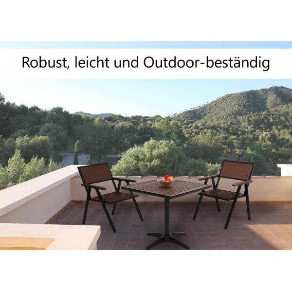 Gartentisch HWC-J95, Balkontisch Bistrotisch, Aluminium Polywood ~ schwarz, dunkelbraun - Palo24