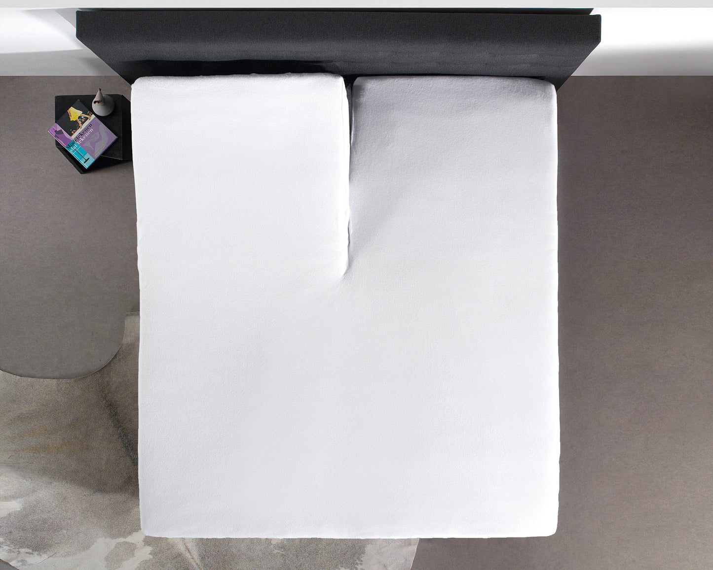 Split Topper Baumwolle Spannbettlaken Weiss 160 x 210 cm - Palo24