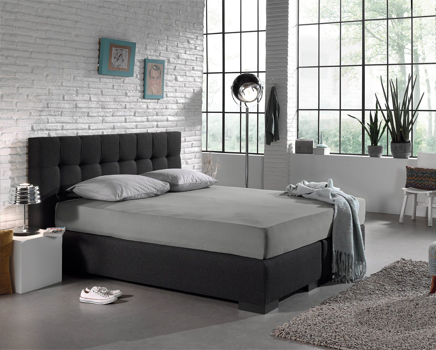 Einzel Jersey 135 gr. Spannbettlaken Grau 80/100 x 200 cm - Palo24