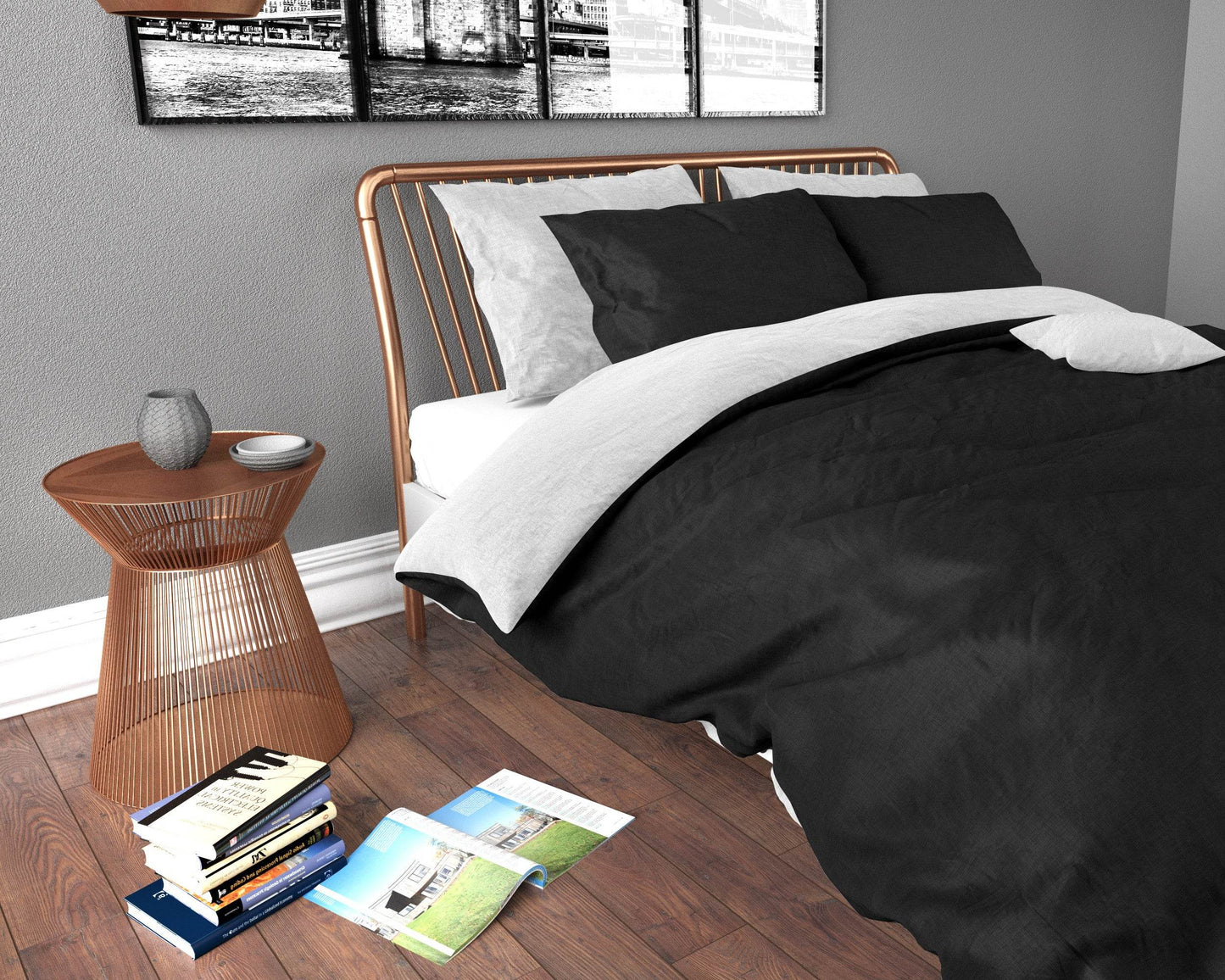 Bettbezug Twin Face Weiss/Schwarz 240x220 cm - Palo24