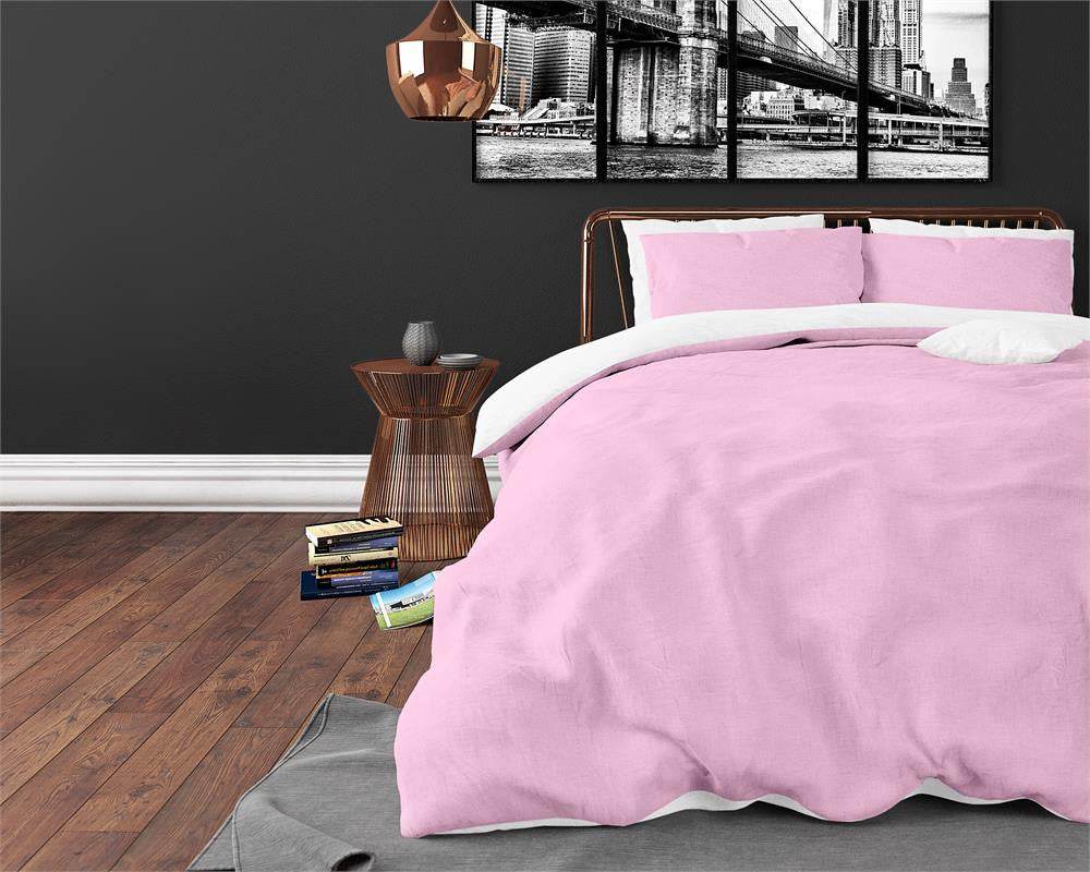 Bettbezug Twin Face rosa/Weiss 200 x 220 cm - Palo24