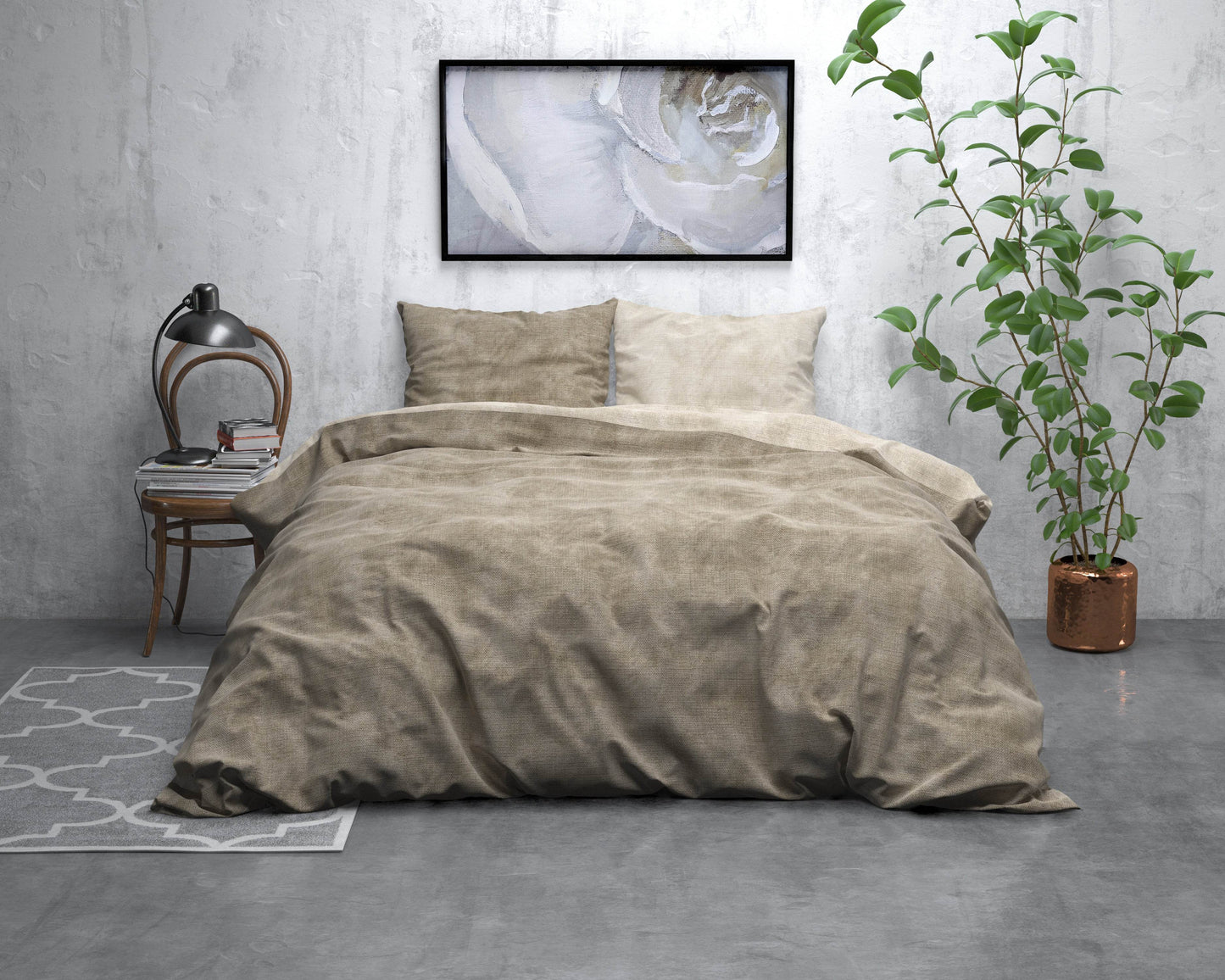 Bettbezug Flanel Washed Cotton Taupe 240 x 220 cm - Palo24