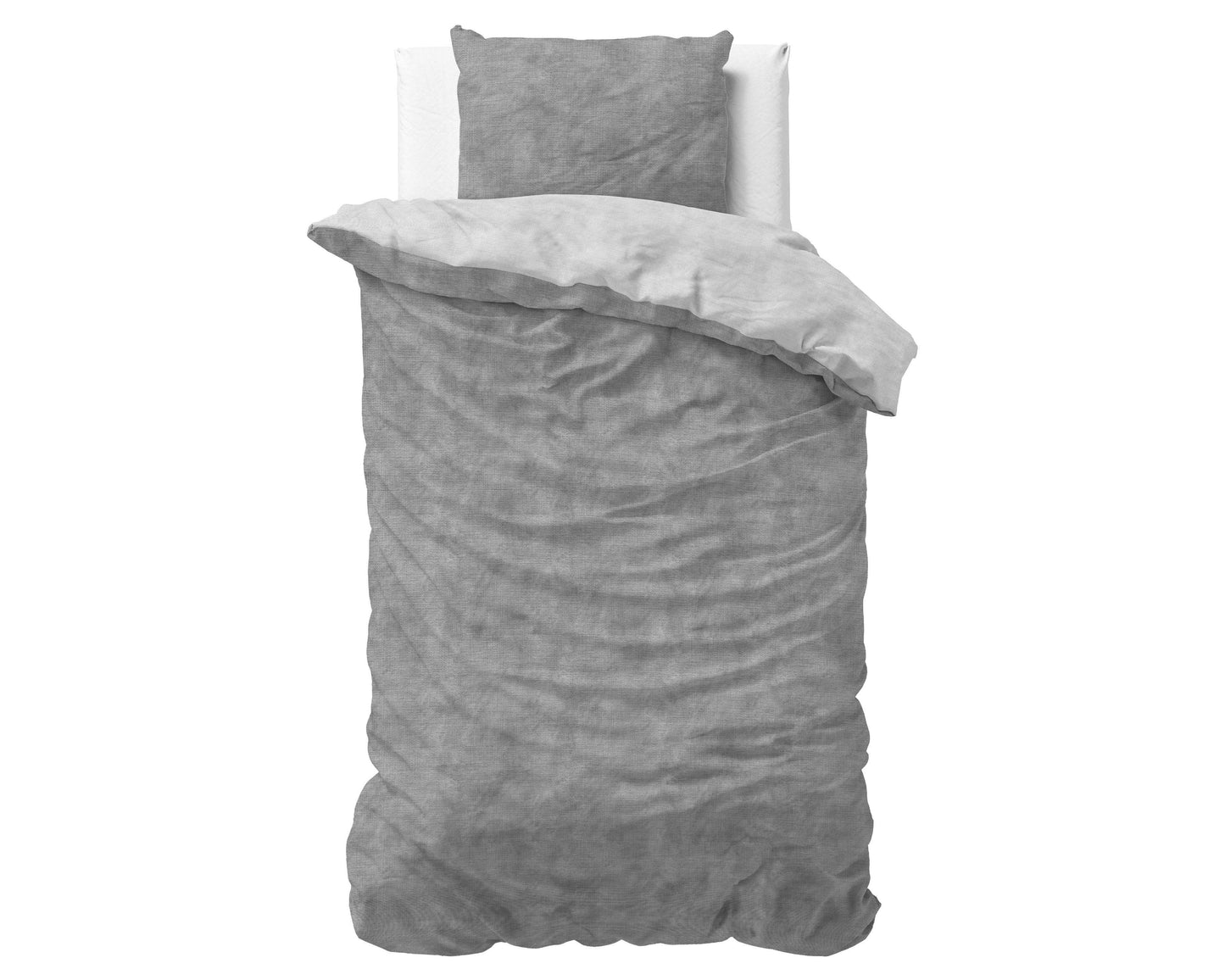 Bettbezug Flanel Washed Cotton Grau 140 x 220 cm - Palo24