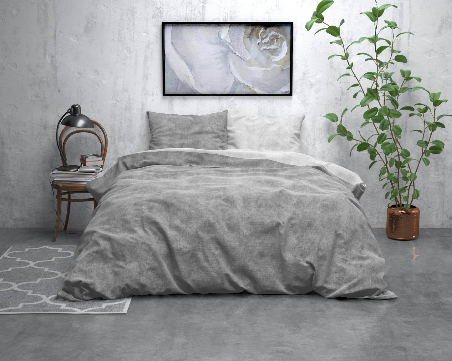 Bettbezug Flanel Washed Cotton Grau 240 x 220 cm - Palo24