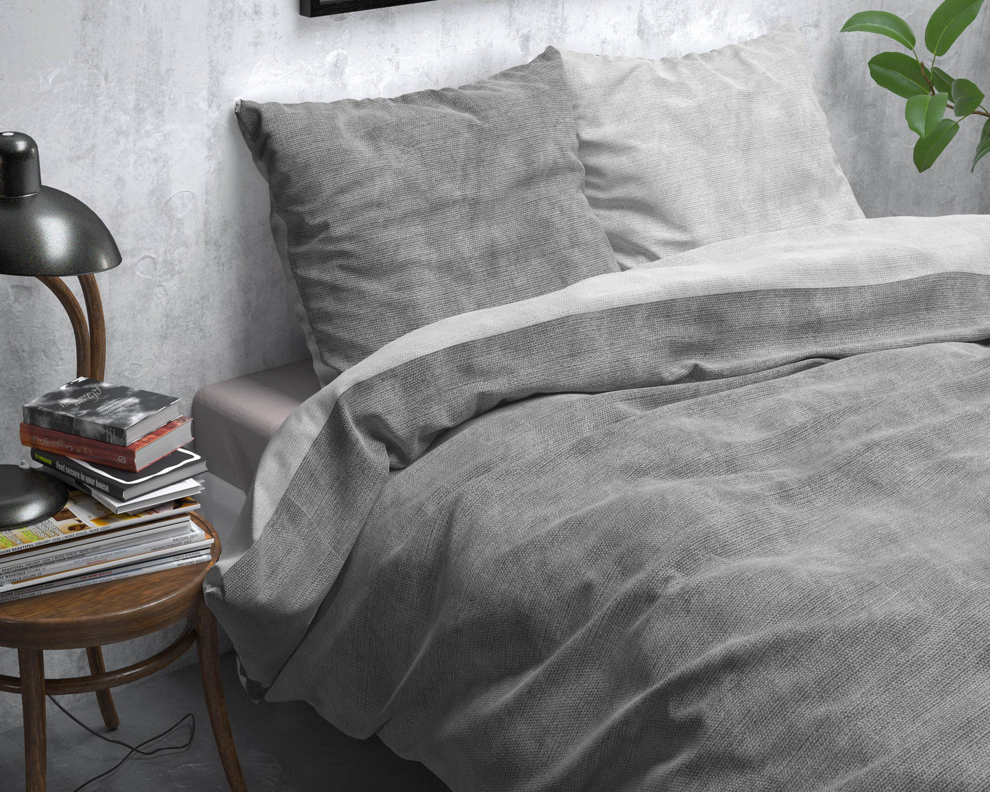 Bettbezug Flanel Washed Cotton Grau 200 x 220 cm - Palo24