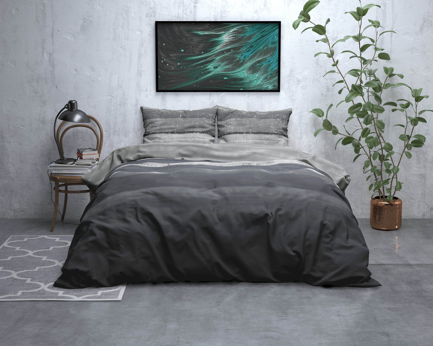 Bettbezug Flanel Marcus Grau 140 x 220 cm - Palo24