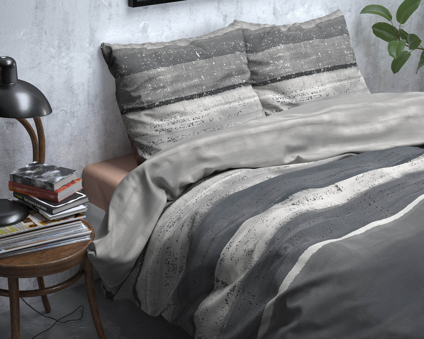 Bettbezug Flanel Marcus Grau 240 x 220 cm - Palo24