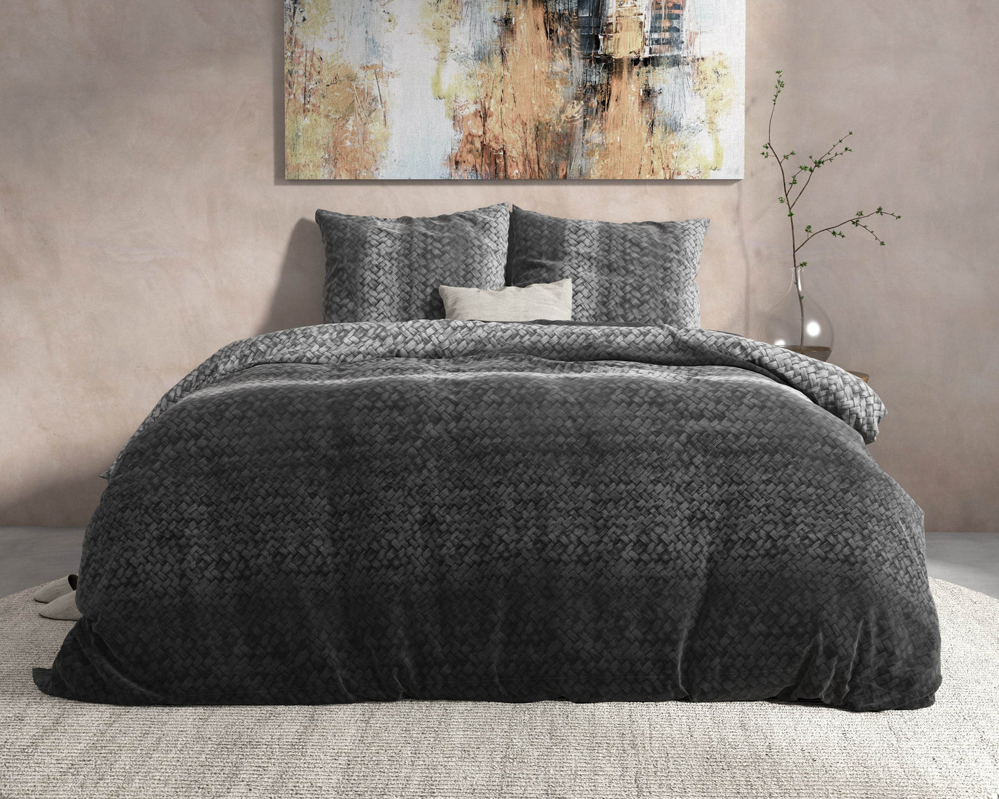 Bettbezug DH Flanel Gradient Knits Anthrazit 240 x 220 cm - Palo24