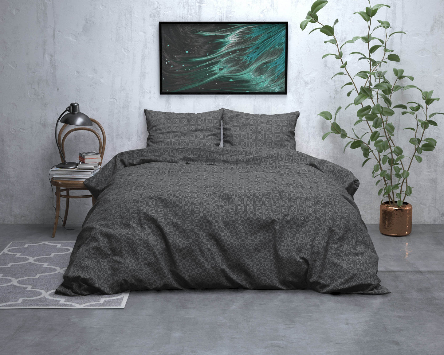 Bettbezug Flanel Jason Anthrazit 200 x 220 cm - Palo24