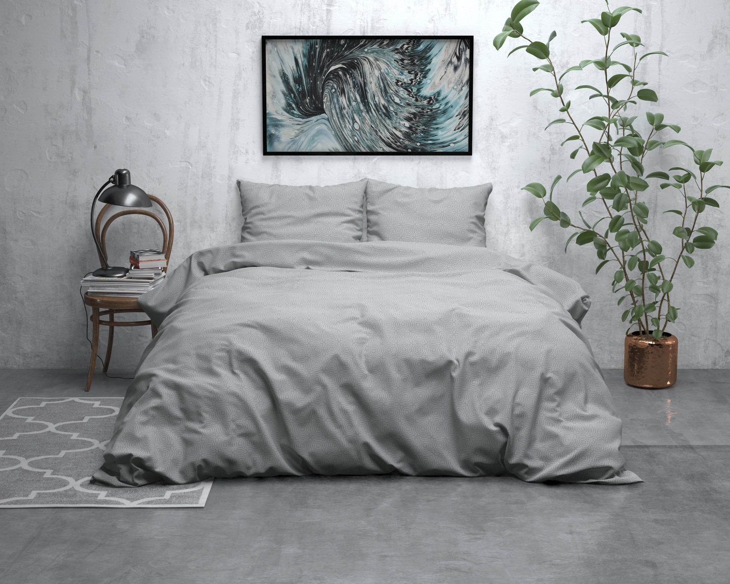 Bettbezug Flanel Jason Grau 200 x 220 cm - Palo24