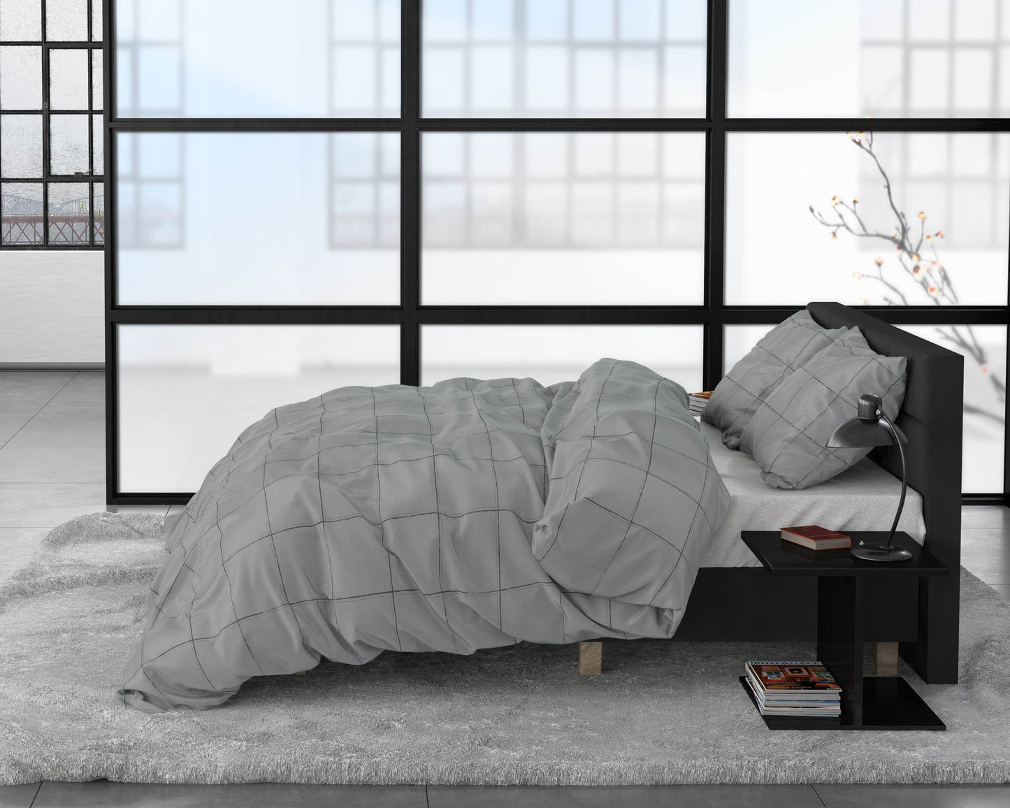 Bettbezug Deep check Grey 240 x 220 cm - Palo24