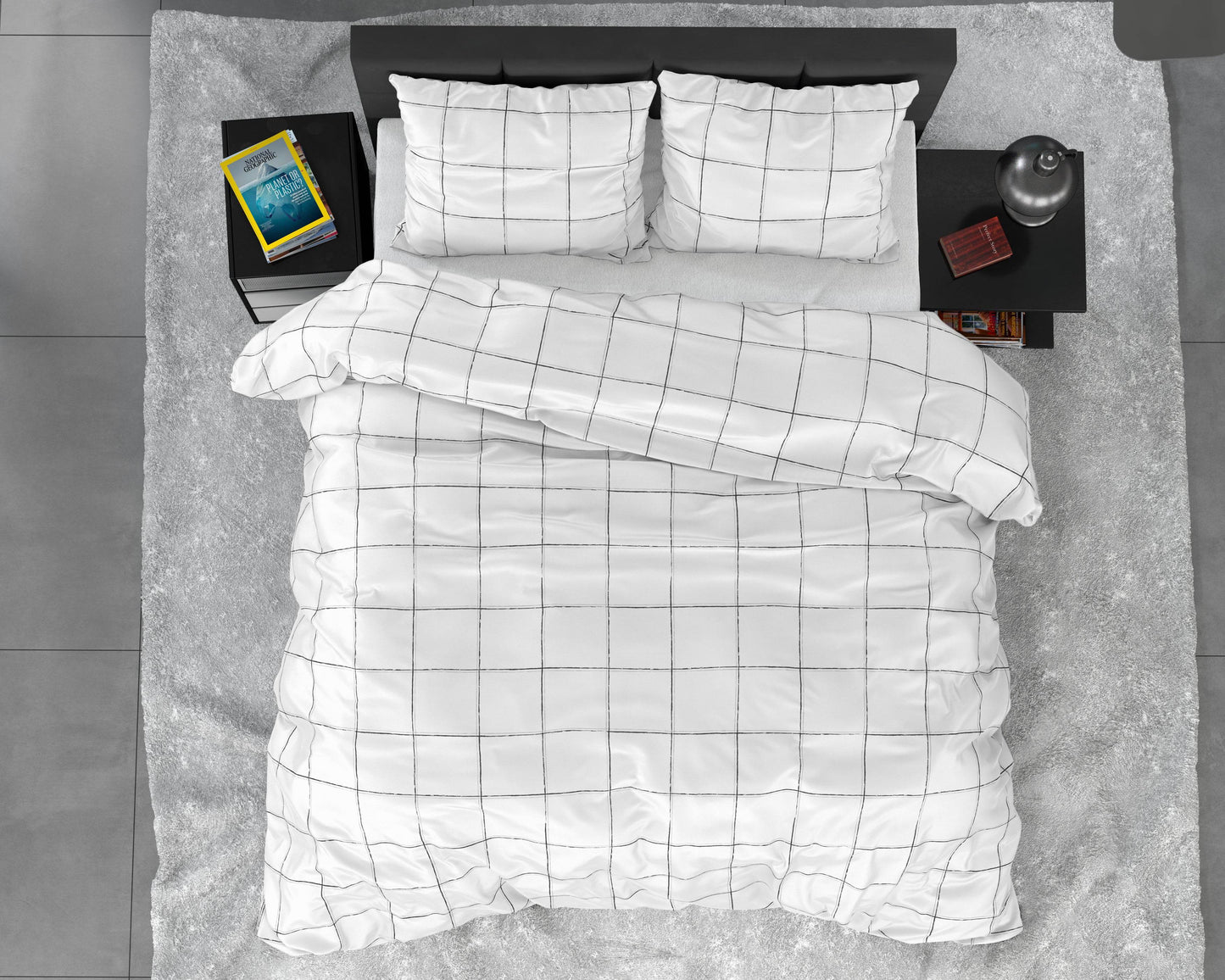 Bettbezug Deep check White 200 x 220 cm - Palo24