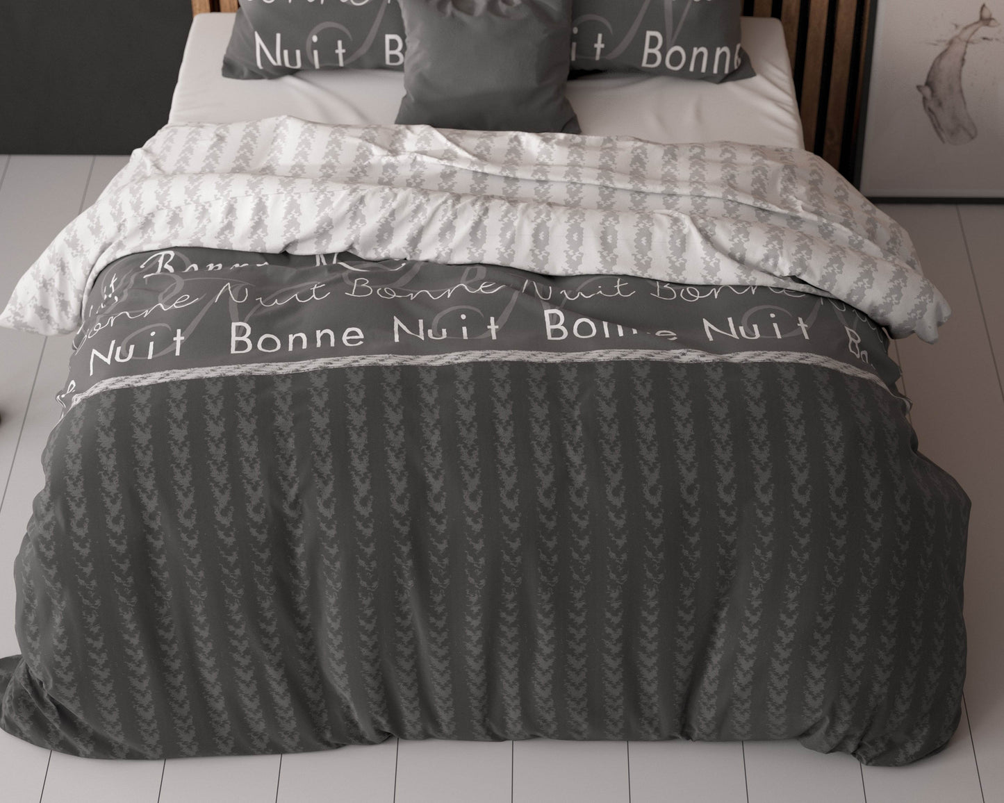 Bettbezug Bonne Nuit 4 Anthrazit 140x220 cm - Palo24