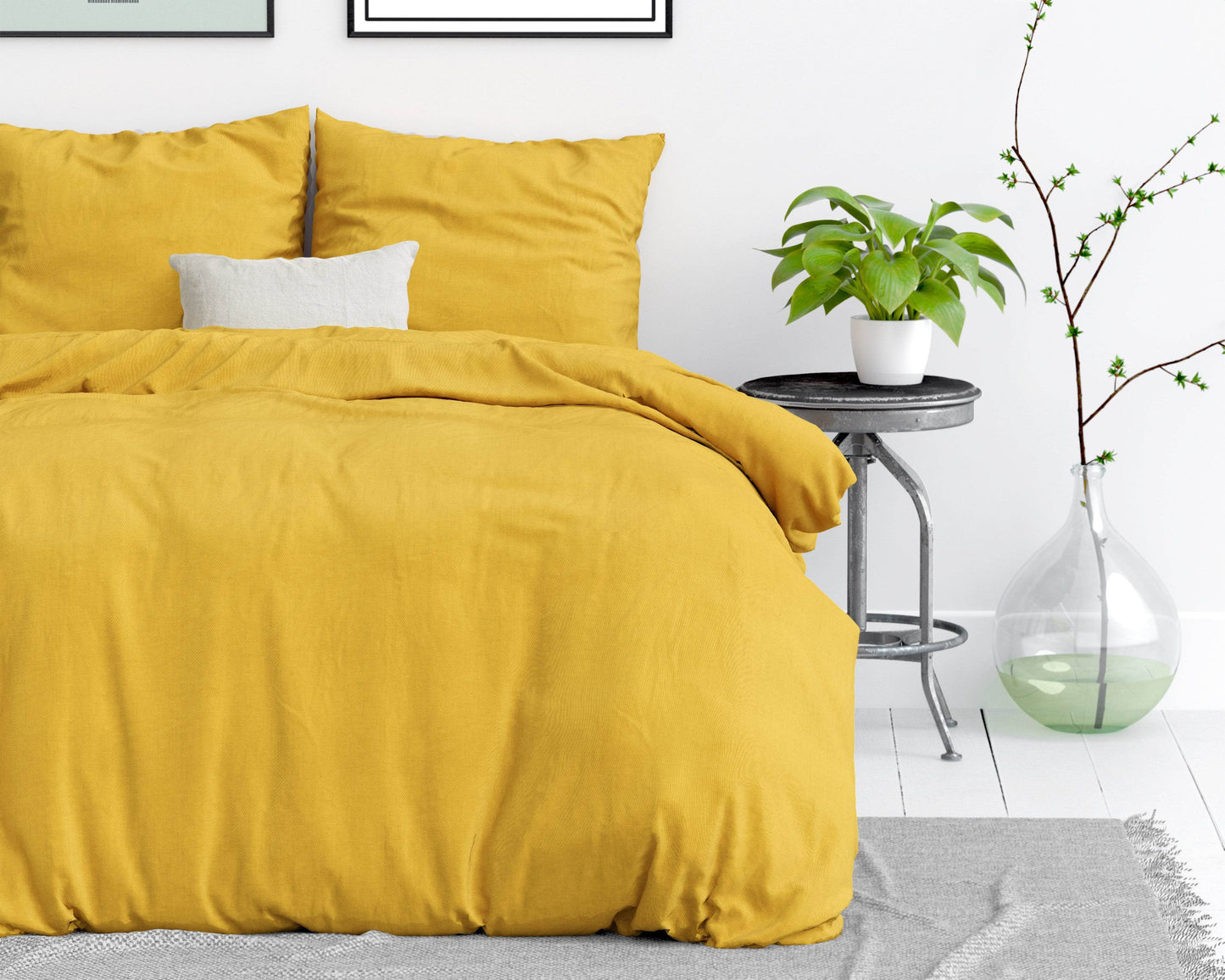 Bettbezug Stone washed Mustard 240 x 220 cm - Palo24