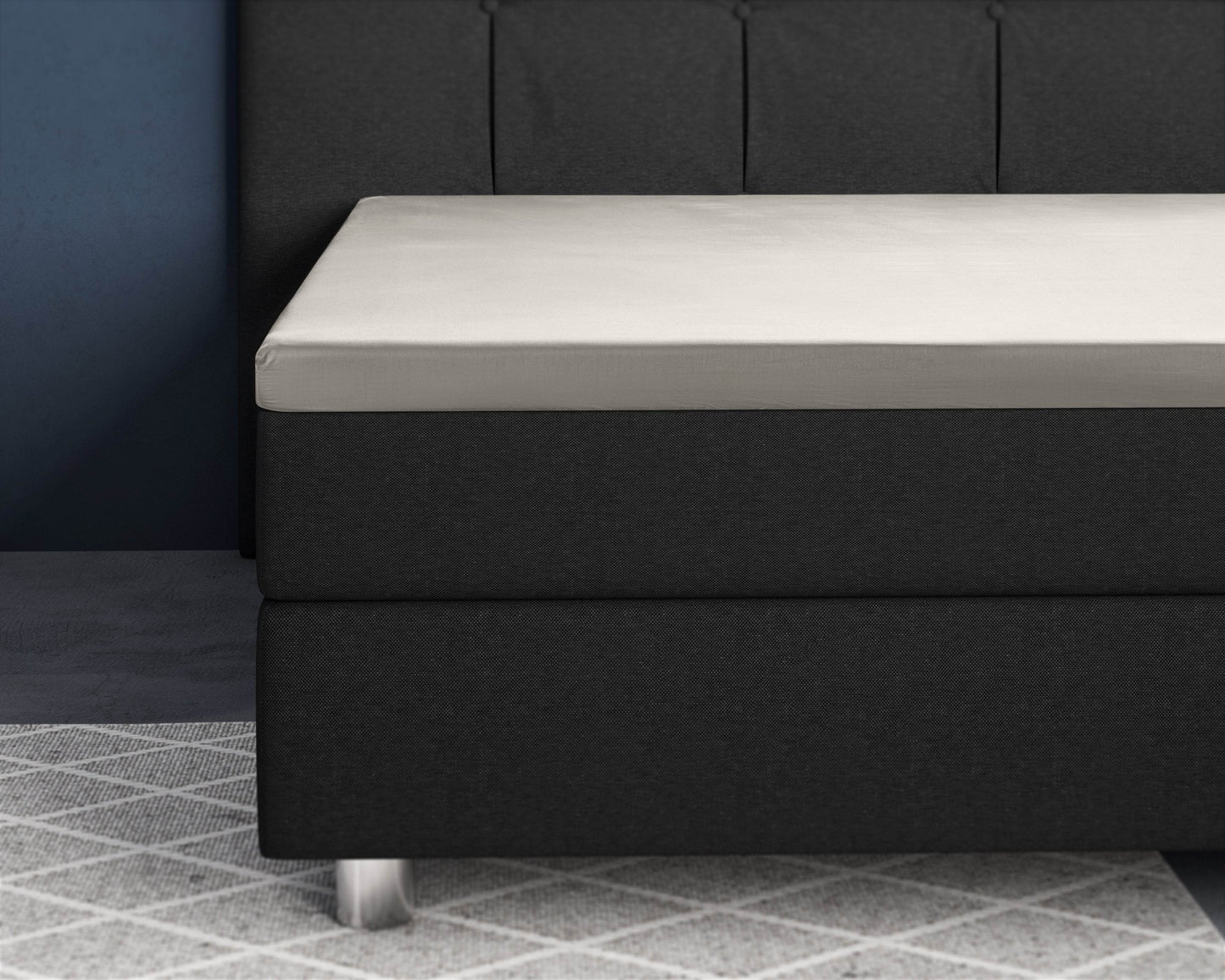 Topper Satin Spannbettlaken Creme 180 x 200 cm - Palo24