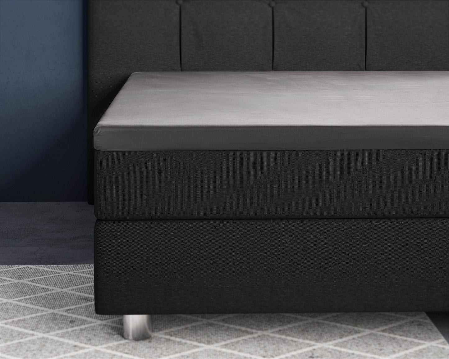 Topper Satin Spannbettlaken Grau 90 x 200 cm - Palo24