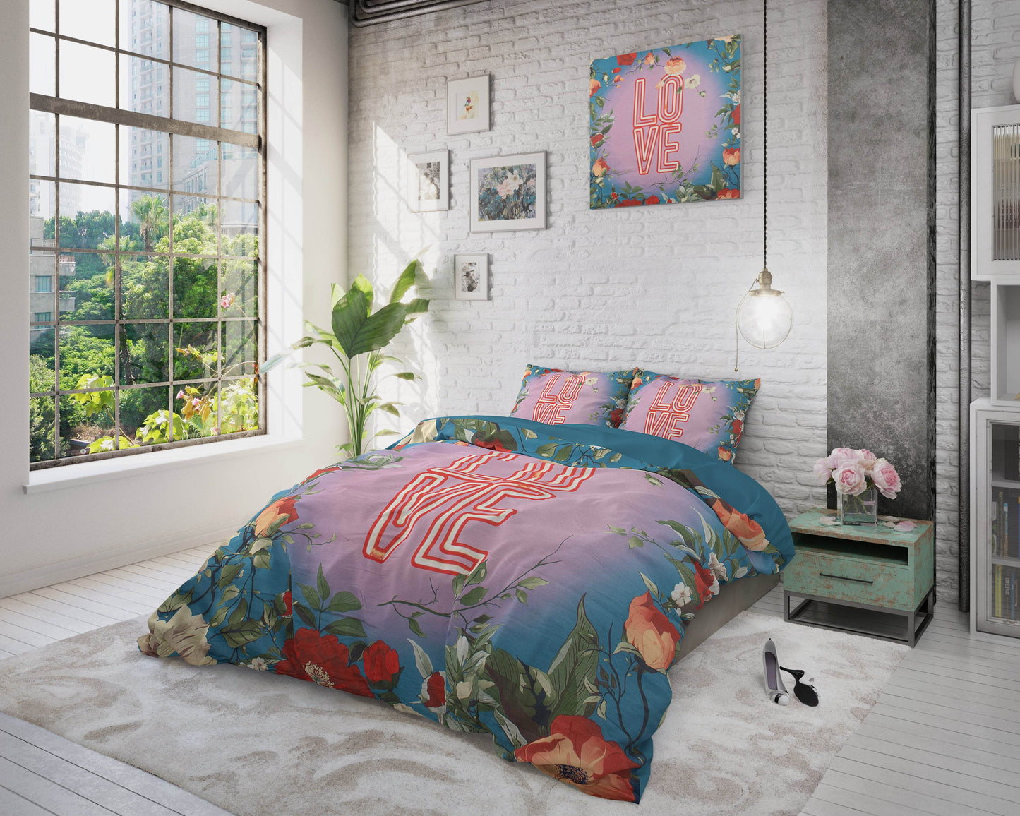 Bettbezug Led Love Türkis 240 x 220 cm - Palo24