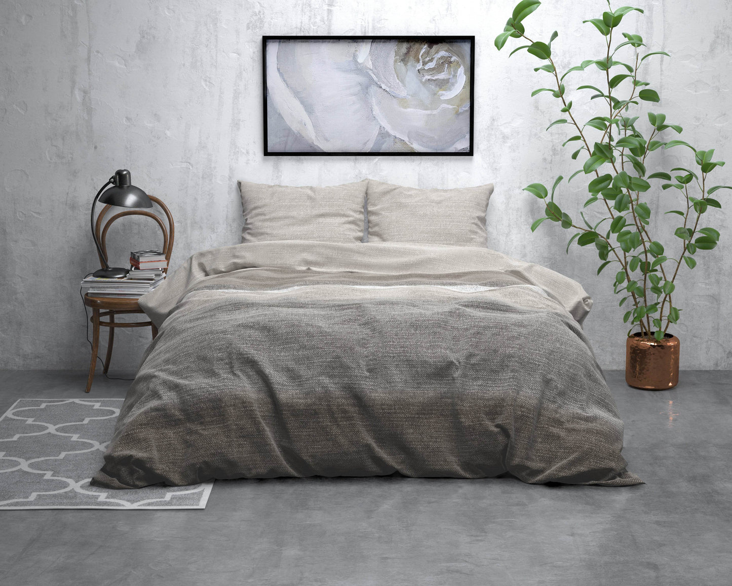 Bettbezug Flanel Stone Stripe Taupe 200 x 220 cm - Palo24