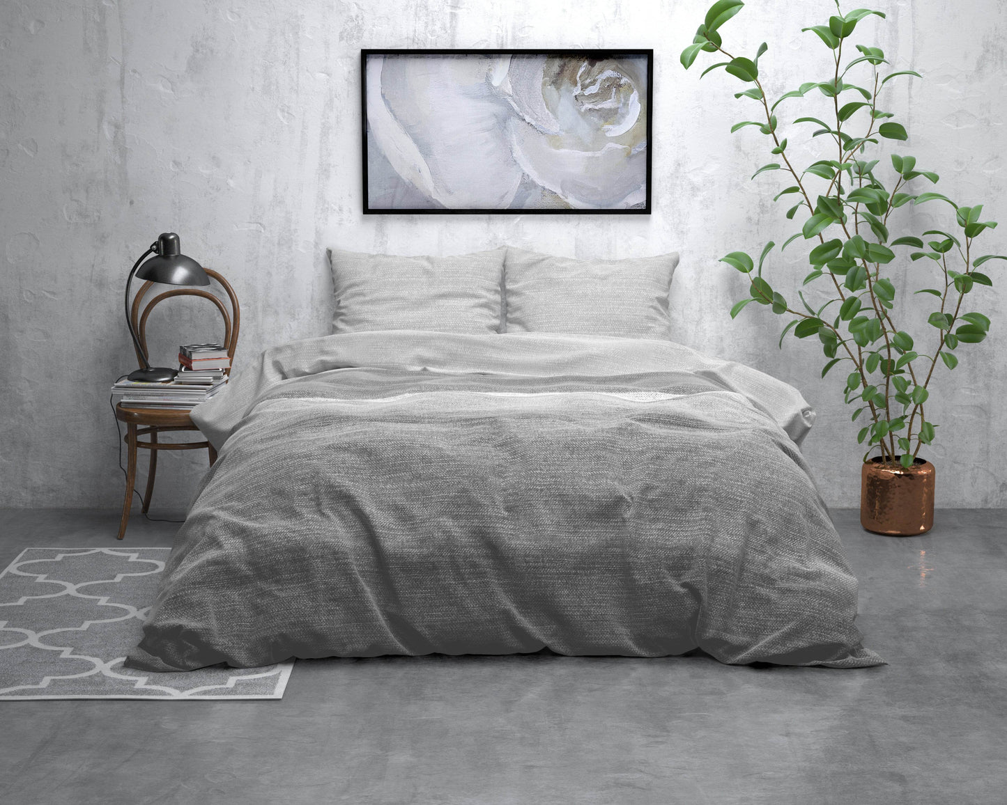 Bettbezug Flanel Stone Stripe Grau 200 x 220 cm - Palo24