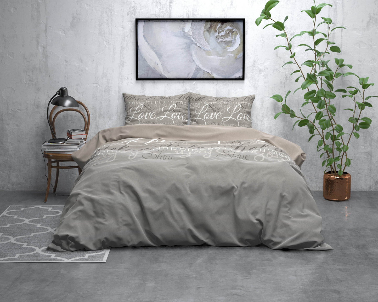 Bettbezug FL Love and Relax Taupe 200 x 220 cm - Palo24