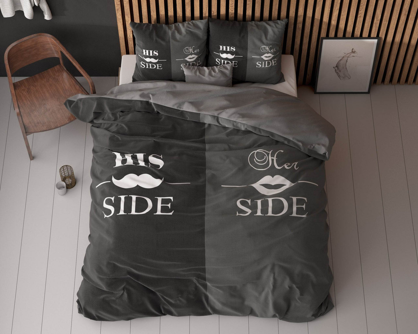 Bettbezug His and Her side 3 Schwarz 200x220 cm - Palo24