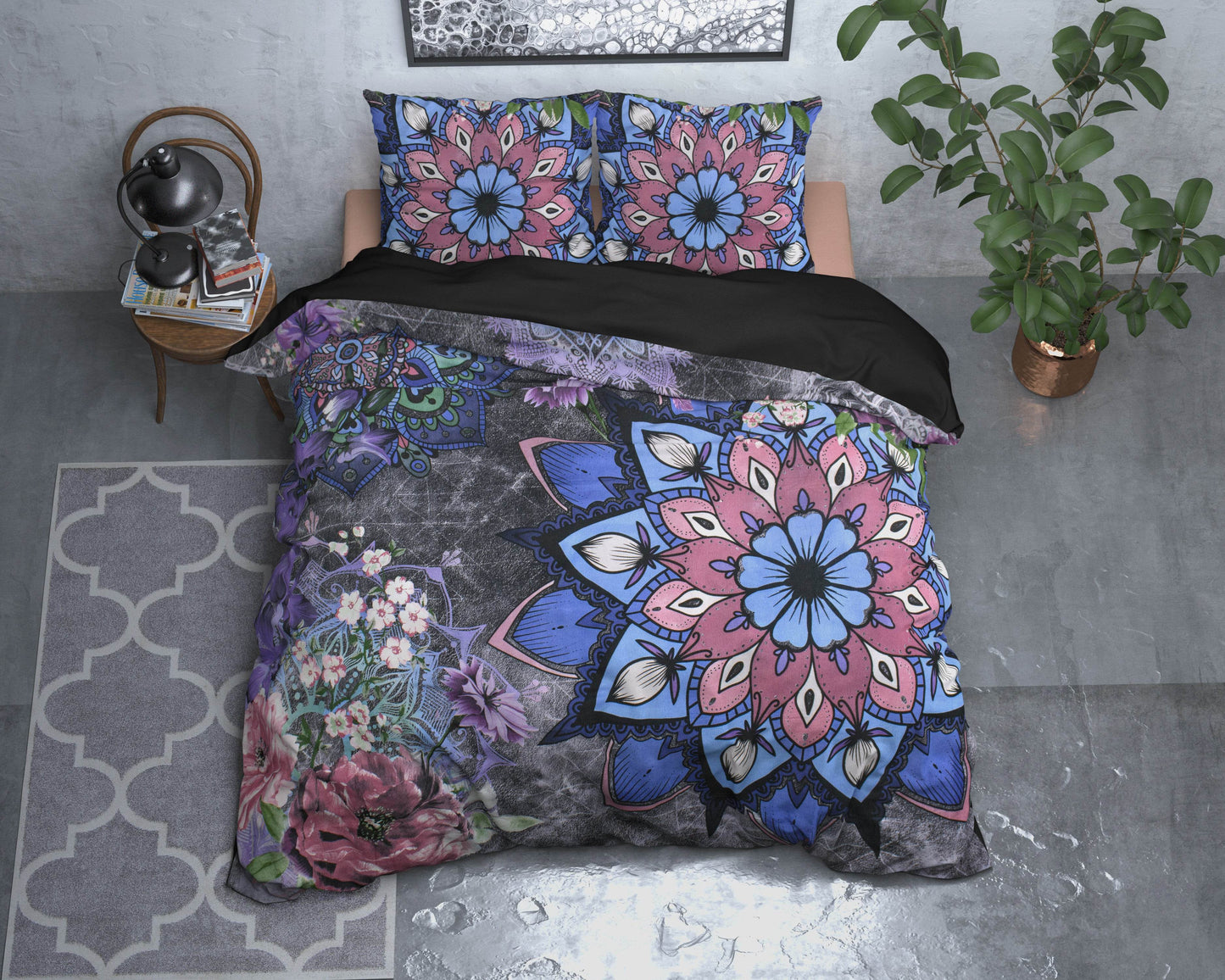 Bettbezug WILD FL Ambrosa Anthrazit 200 x 220 cm - Palo24