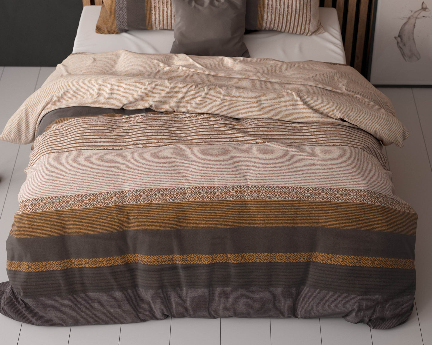 Bettbezug Marina Taupe 140x220 cm - Palo24