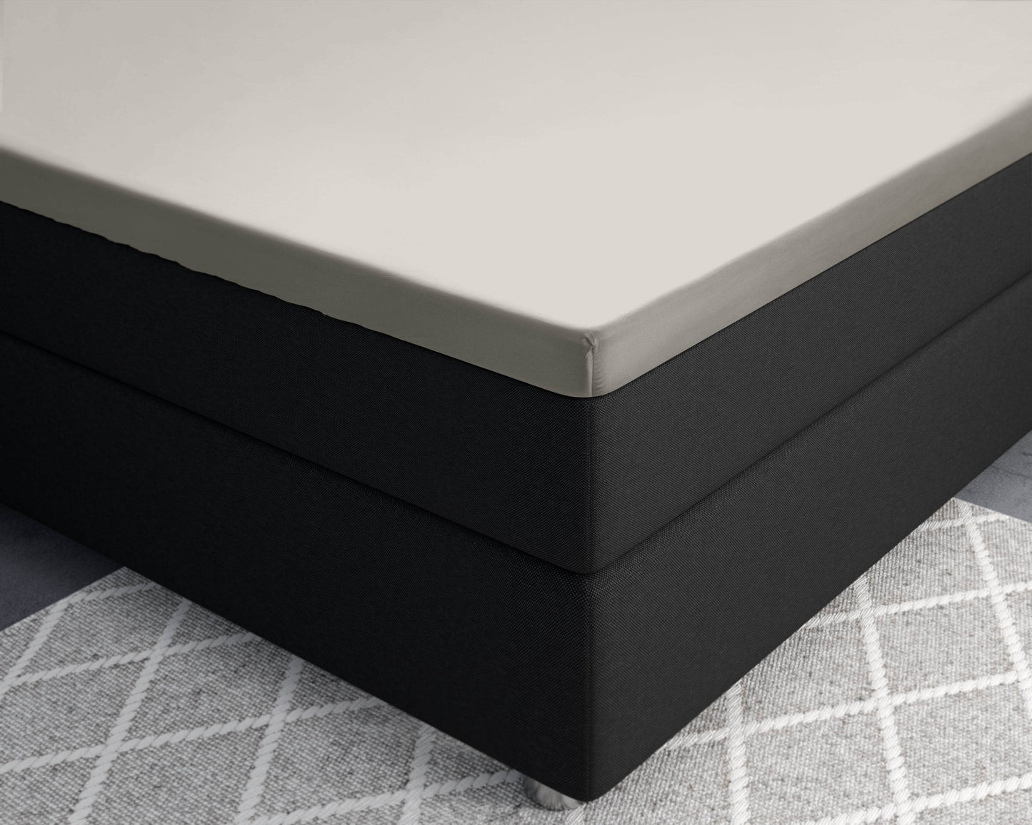 Split-Topper Satin Spannbettlaken Creme 180 x 220 cm - Palo24