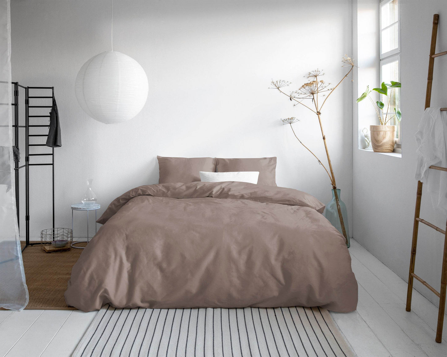 Bettbezug Uni Satijn Taupe 135 x 200/220 cm - Palo24