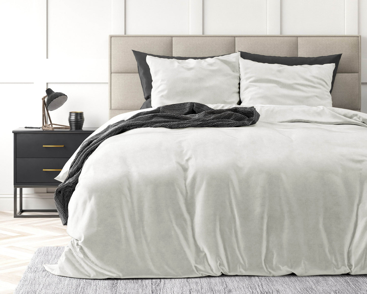 Bettbezug Samt Uni Weiss 200 x 220 cm - Palo24