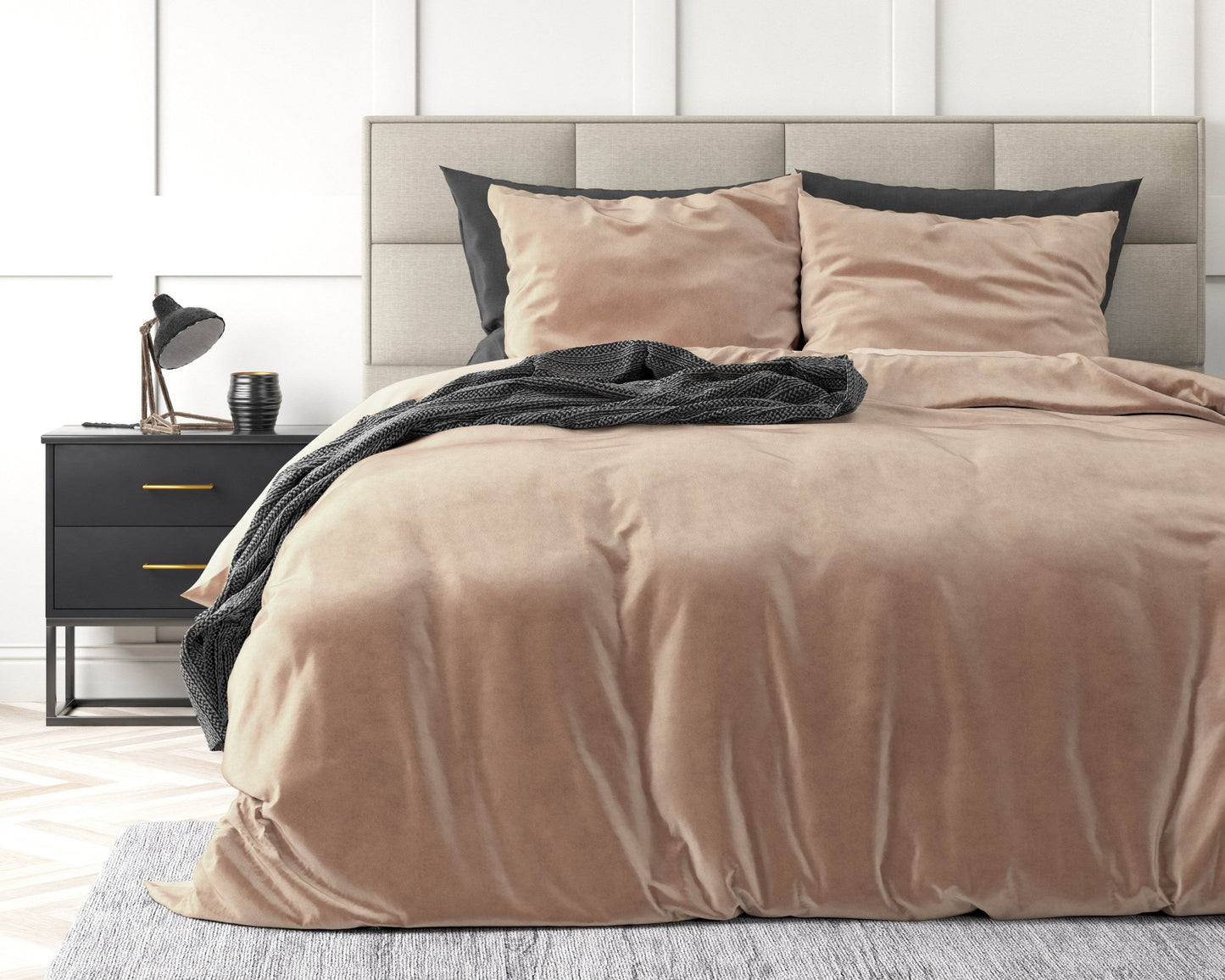 Bettbezug Samt Uni Nude 240 x 220 cm - Palo24