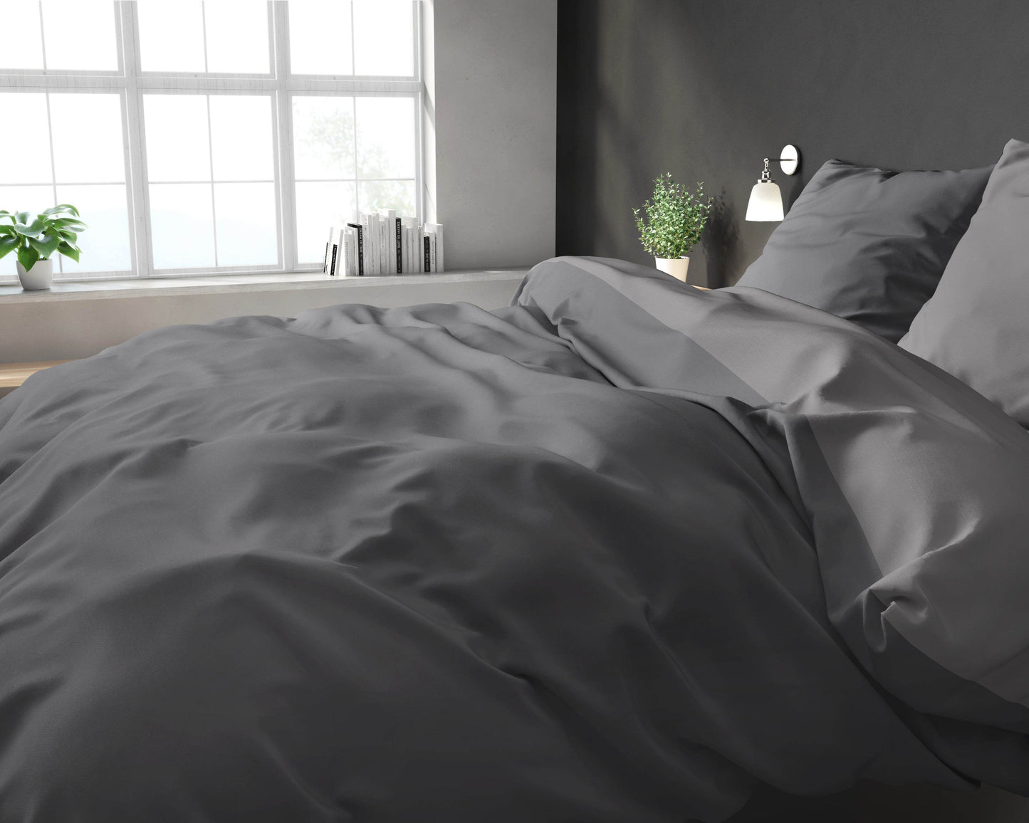 Bettbezug Double Face Grau/Anthrazit 240 x 220 cm - Palo24