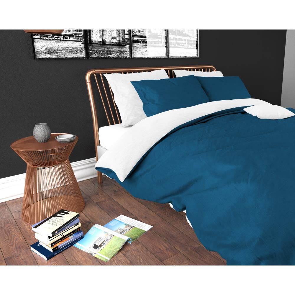 Bettbezug Twin Face Navy/Weiss 240 x 220 cm - Palo24