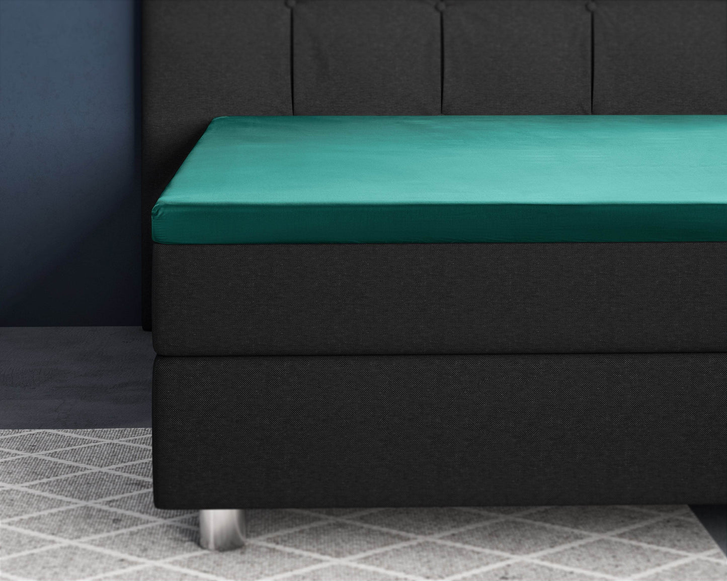 Topper Satin Spannbettlaken Dunkelgrün 140 x 200 cm - Palo24