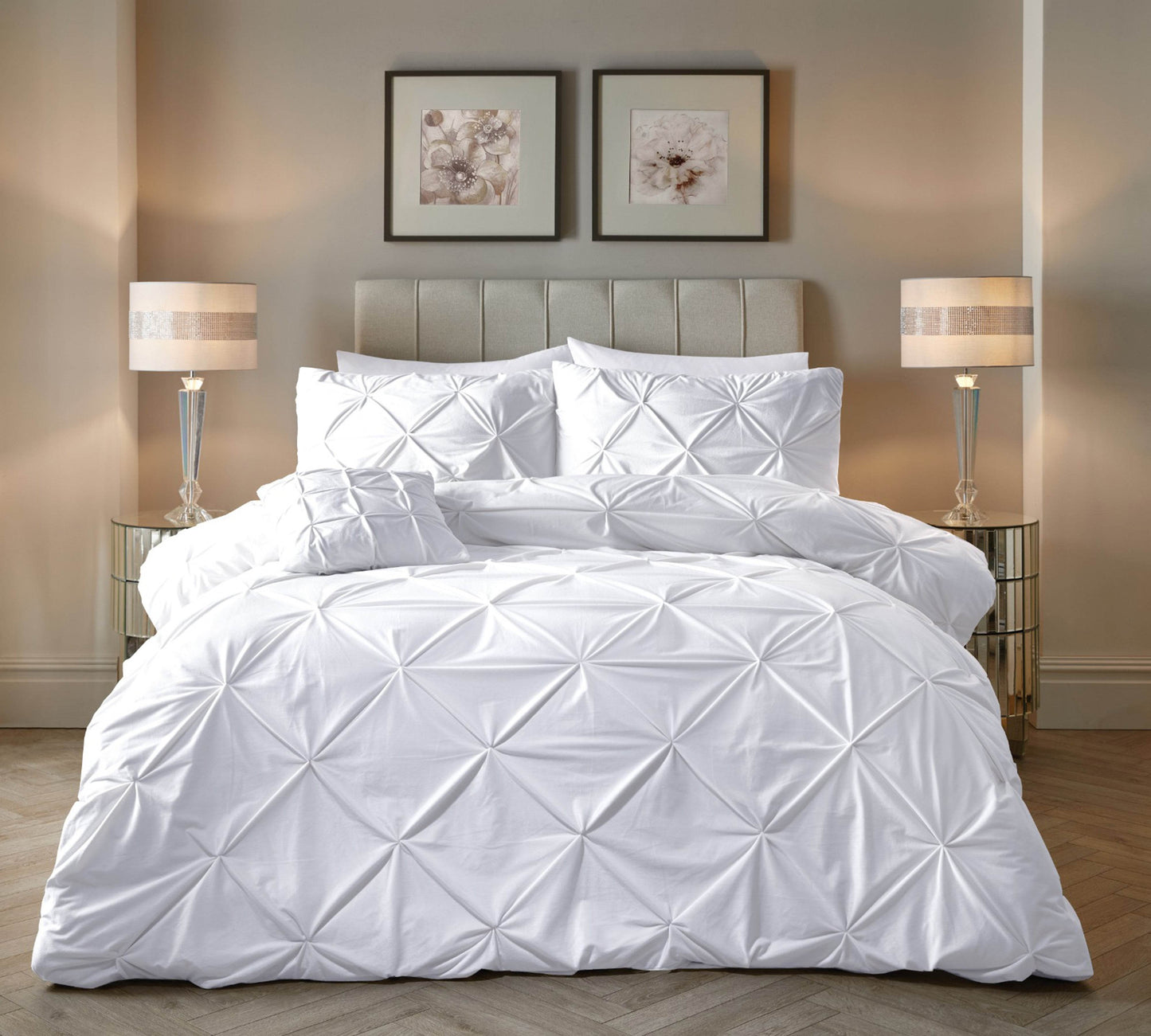 Bettbezug Samt Pintuck Weiss 140 x 200/220 cm - Palo24