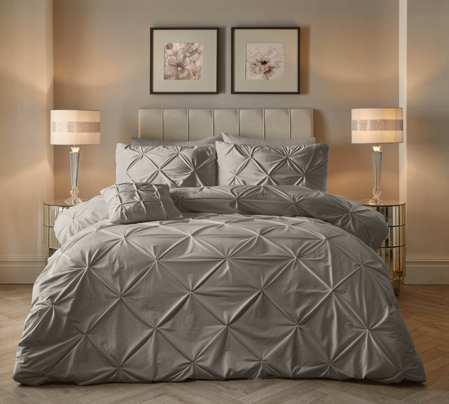 Bettbezug Samt Pintuck Sand 240 x 200/220 cm - Palo24