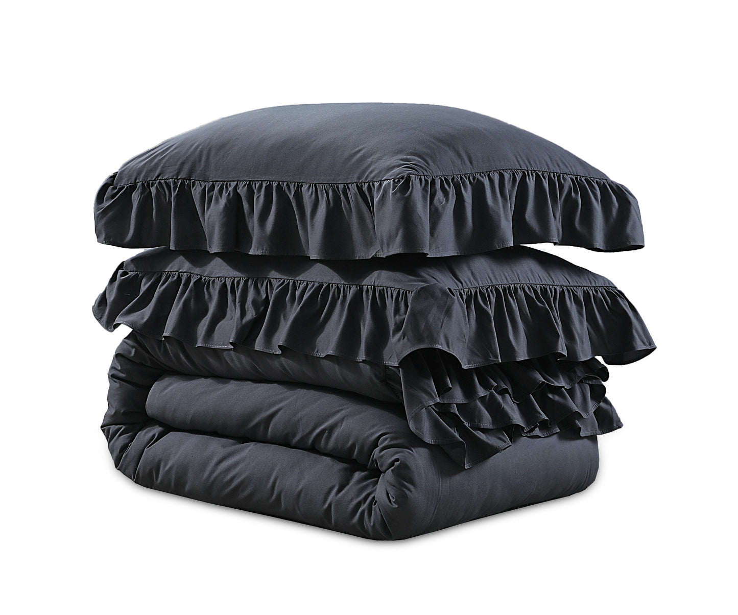 Bettbezug Ruffles Anthrazit 240 x 200/220 cm - Palo24