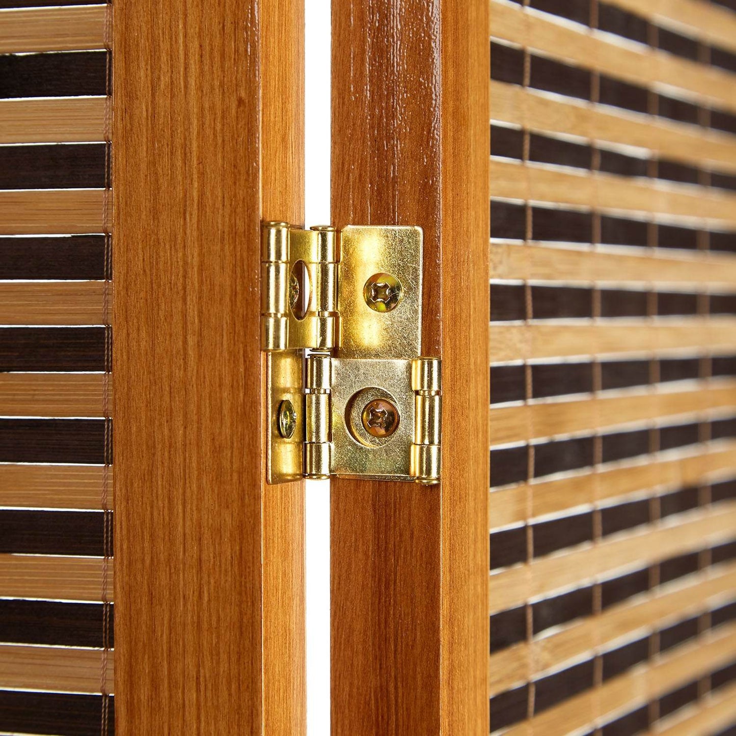 3 fach Holz Paravent Raumteiler hellbraun Bambus - Palo24