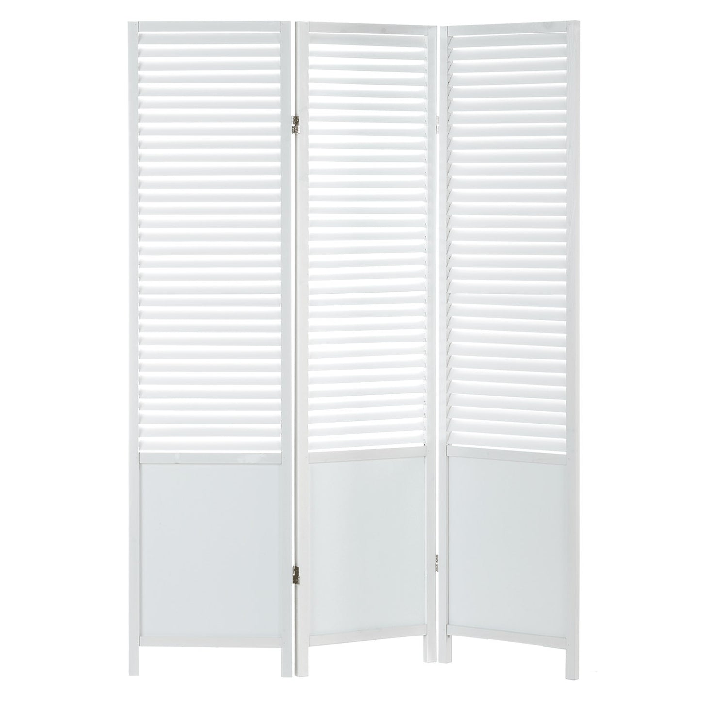 Paravent Weiss Holzstreben | 3 teilig | Holz | Raumteiler Trennwand Sichtschutz