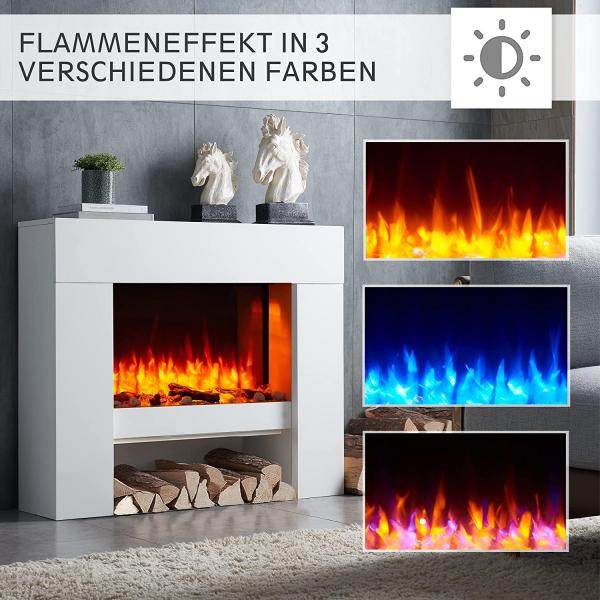 BALDERIA Elektrokamin Naran 3D-Flammeneffekt Heizung 2000W Weiss - Palo24