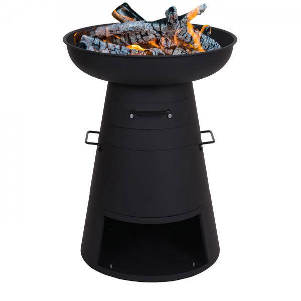 Feuerschale mit Grill HWC-K96, Feuerstelle Feuerkorb BBQ, Grillrost Grillplatte, Stahl Edelstahl Ø 58cm schwarz - Palo24