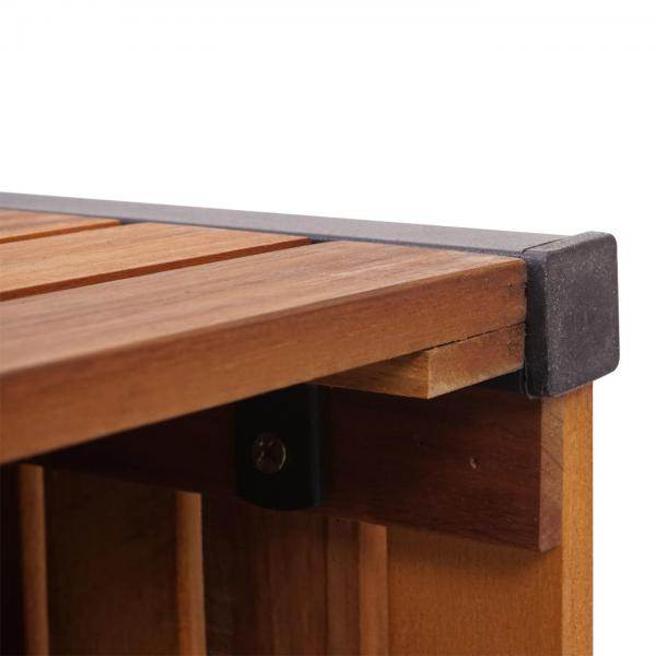 Pflanzkasten HWC-L23, Hochbeet Blumenkasten, Outdoor Akazie Holz FSC-zertifiziert Aluminium ~ 60x42x42cm braun - Palo24